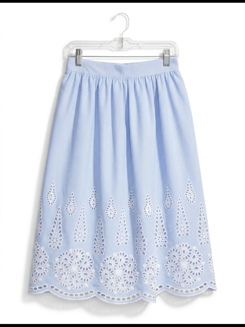 H&M Light Blue Eyelet-Trim Midi Skirt